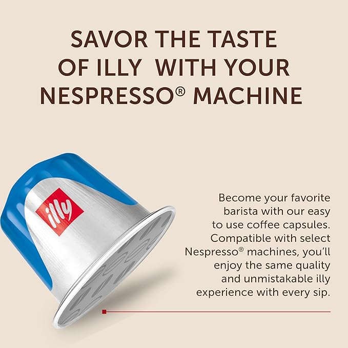 illy Aluminum Espresso Capsules - Compatible with Nespresso Machines - Decaf Coffee - Mild & Balanced - Notes of Caramel and Chocolate - Single Serve Capsules - 10 Count (Pack of 5)