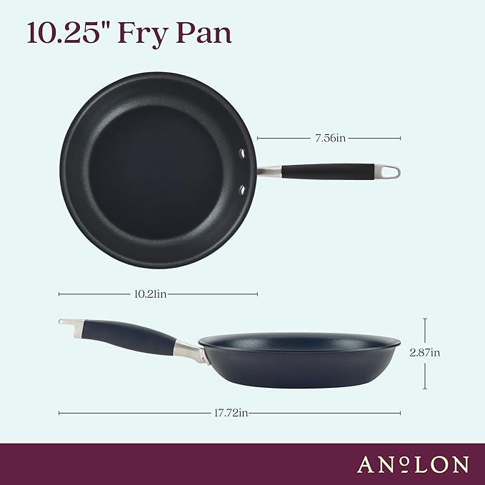 Anolon Advanced Home Hard Anodized Nonstick Skillet, 10.25 Inch – 10 Inch Fry Pan, Non Stick Saute Pan, Durable Cooking Skillet - Onyx