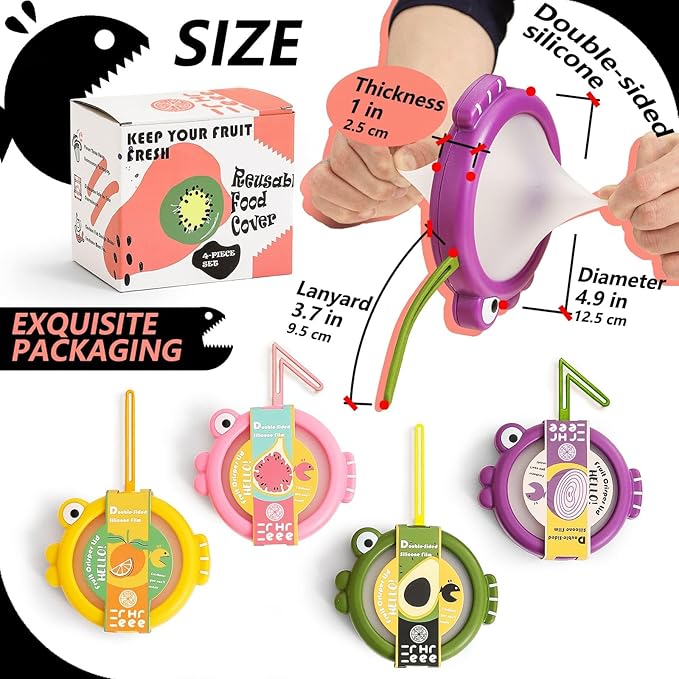 Food Storage Containers for Avocado & Onion – 4-Pack Reusable Fridge Keepers – Fish-Shaped Design for Tomato, Lemon, Garlic – Help Reduce Waste