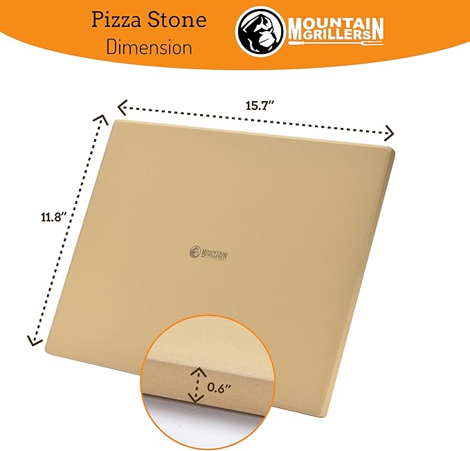 MOUNTAIN GRILLERS Pizza Stone for Oven and Grill BBQ - 12x16-Inch Rectangular Stone - Multi-Purpose Baking Stone for Crispy Crust Pizza, Bread, or Crackers - Ideal Gift for Pizza Lovers