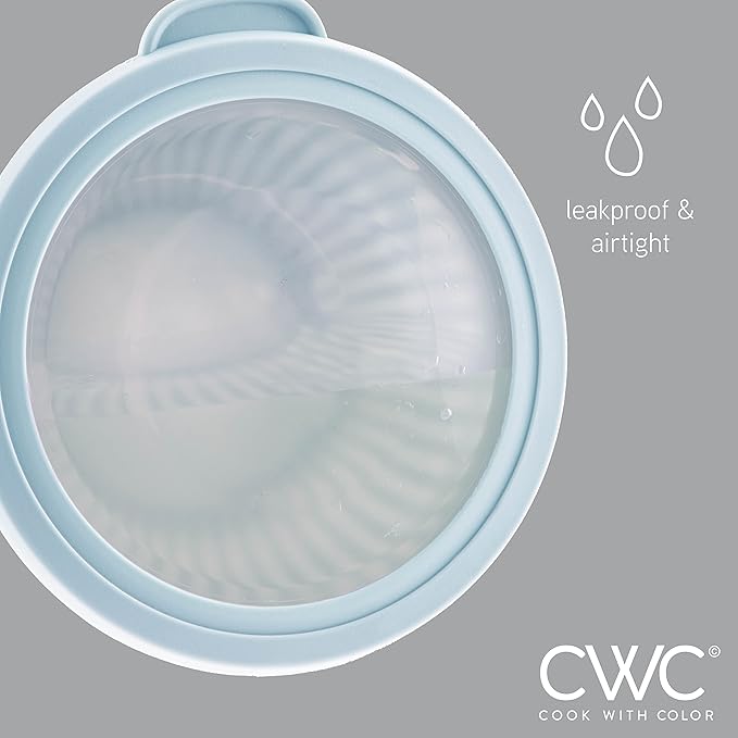 COOK WITH COLOR Prep Bowls with Lids- Wide and Deep Nesting Plastic Small Mixing Bowl Set with Lids, 8 Piece Set - Deep Bowls, Blue