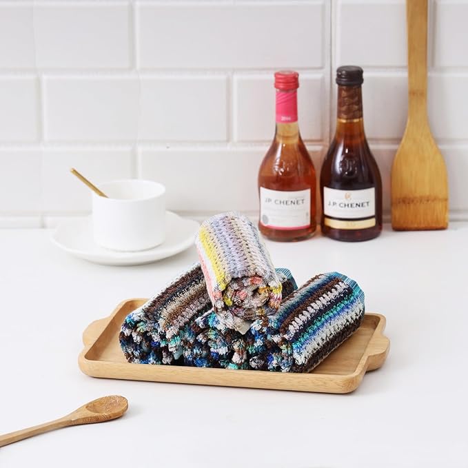 Oeleky Kitchen Dishcloths for Washing Dishes, Ultra Absorbent Dish Rags, Cotton Cleaning Cloths Pack of 8, 12x12 Inches