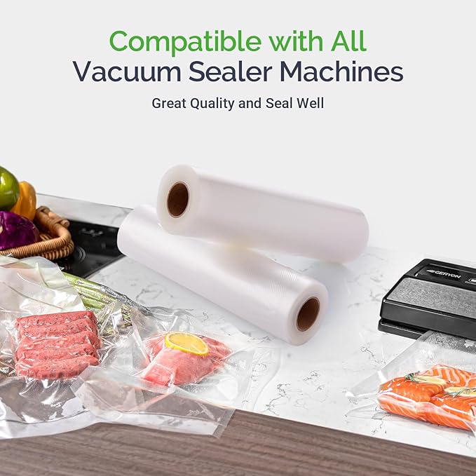 GERYON Vacuum Sealer Rolls, 2 Packs 8" x 50' Food Vacuum Sealer Bags Rolls Work with All Brand Food Sealer Machine
