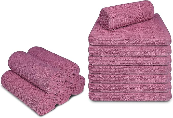 Softolle Bar Mop Towels, Pack of 12-16x19 Inches - 100% Cotton Super Absorbent Towels, Multi-Purpose for Home and Bar Cleaning (Purple Ash)