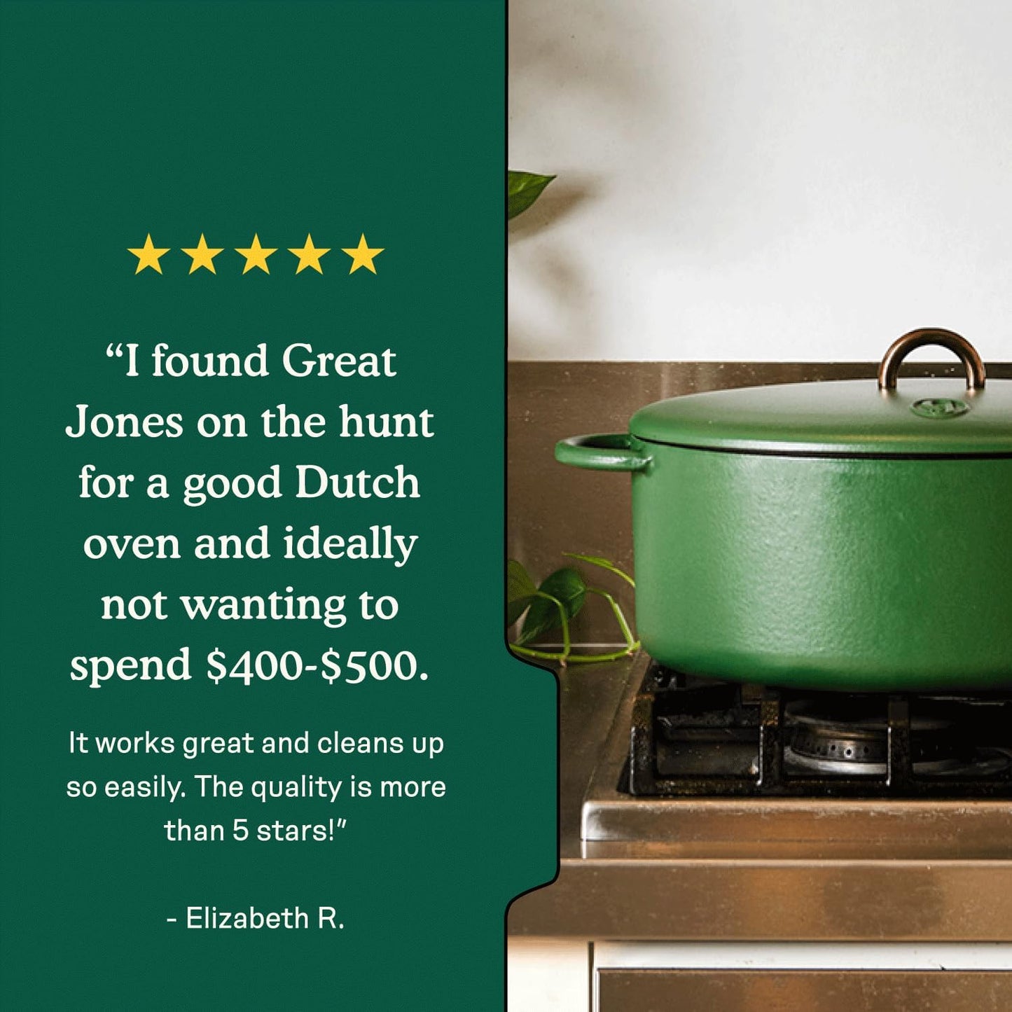 Great Jones Dutchess Cast Iron Dutch Oven Pot With Lid (Broccoli) - Large 6.75 Quart Size, Dual Handles - All Stovetop Safe - 500° Dutch Oven For Bread Baking | Dishwasher Friendly