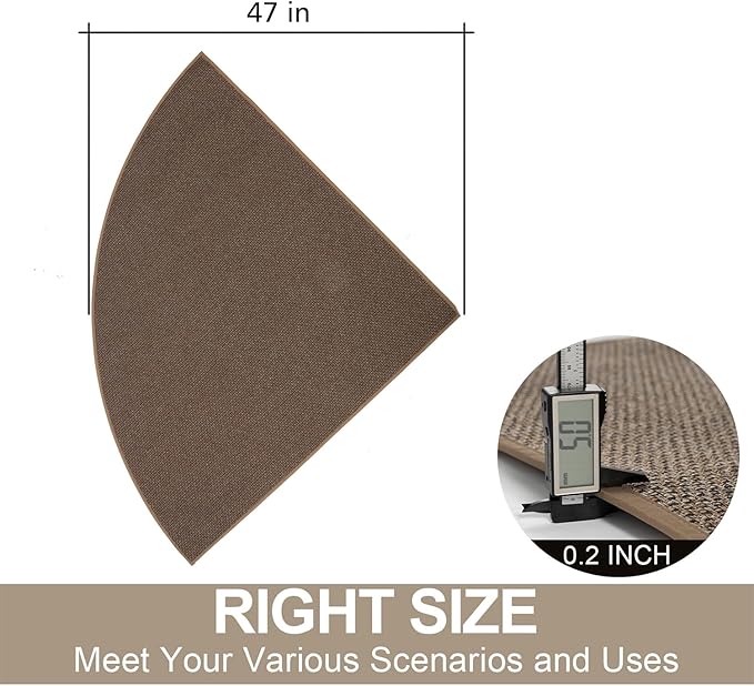 Fan Shaped Kitchen Mat 1 PCS, Cushioned Non Slip Rugs for Kitchen Floor, Absorbent Runner Comfort Standing Mats Washable for Kitchen, Office, Home (Brown, Radius 47")