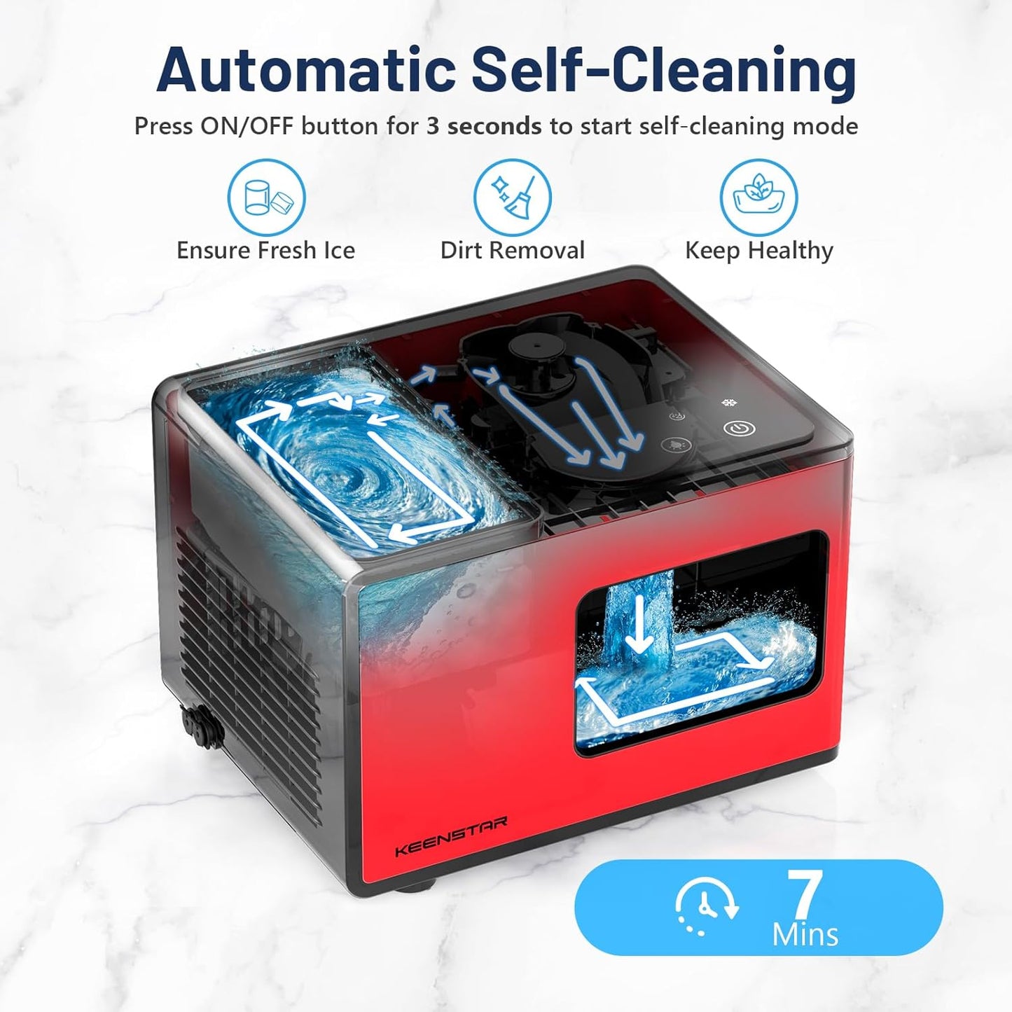 Nugget Ice Maker Countertop, Large Capacity 40lbs/24H, Pebble Ice Maker with Soft Chewable Ice, Self Cleaning, Smart Touch Screen, Sonic Ice Machine for Home Office Party RV - Red