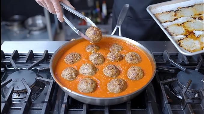 Babish 12 Inch Stainless Steel Triply Professional Grade Fry Pan w/Stainless Lid