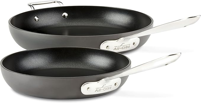 All-Clad E7859064 HA1 Hard Anodized Nonstick Fry Pan Cookware Set, 10 Inch and 12 Inch Fry Pan, 2 Piece, Black