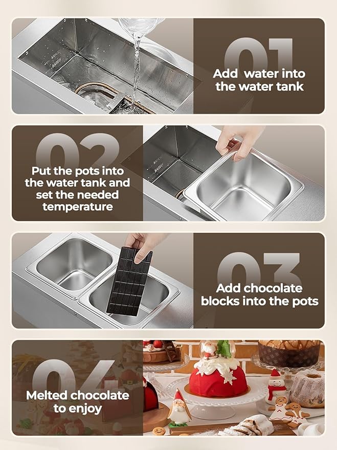 Chocolate Tempering Machine, 9LBS Chocolate Melting Pot, 86~185℉ Chocolate Warmer, 1000w Commercial Chocolate Melting Machine, Stainless Steel Electric Commercial Food Warmer For Milk Coffee Cheese