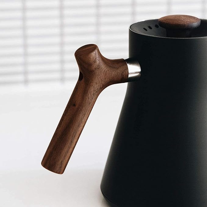 Fellow Stagg EKG Electric Gooseneck Kettle - Pour-Over Coffee and Tea Kettle - Stainless Steel Water Boiler - Quick Heating for Boiling Water - Matte Black With Walnut Handle
