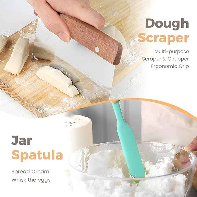 Bread Proofing Baskets, 2pcs Round 8.5inch Sourdough Starter Kit, Sourdough Bread Baking Supplies (Mint Green)