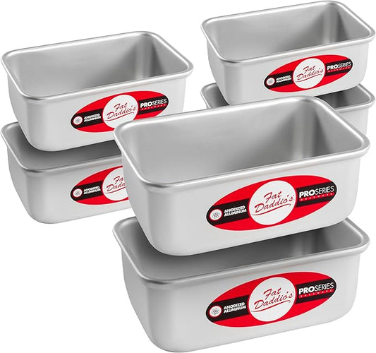 Fat Daddio's BP-5640CASE Anodized Aluminum Bread Loaf Pan, 5.5 x 3.125 x 2.375 inch, Set of 6
