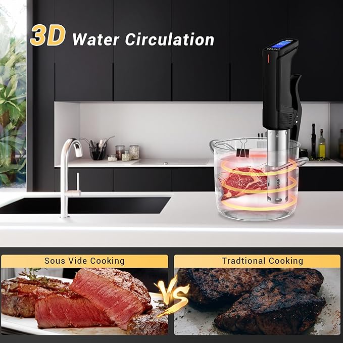 INKBIRD WIFI Sous Vide Cooker ISV-100W, 1000 Watts Sous Vide Machine Immersion Circulator with 14 Preset Recipes on APP & Calibration Function, Thermal Immersion, Fast-Heating with Timer