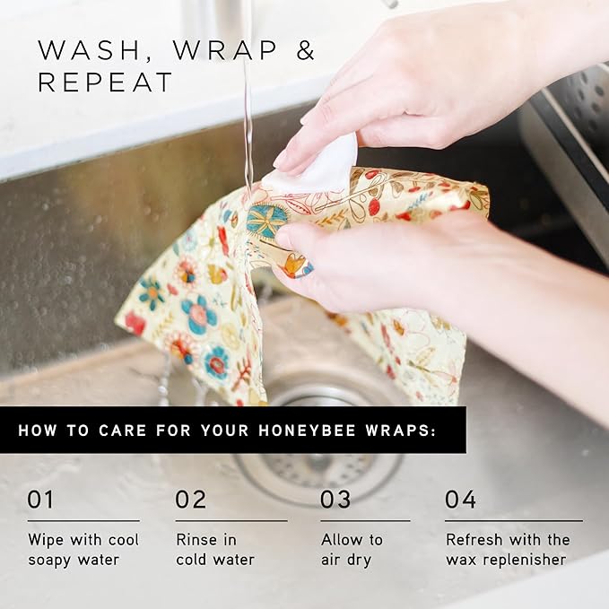 Reusable Beeswax Wraps, 5 Pack Neutral, Eco Friendly, Organic, Biodegradable, Food Storage, Reusable Bowl Covers, Australian Made