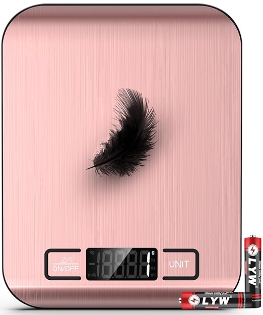 Mik-Nana Food Scale, 22lb Digital Kitchen Scale Weight Grams and Ounces for Baking Cooking Coffee Package Postage, 6 Units with Tare Function, LCD Display, Easy Clean Stainless Steel