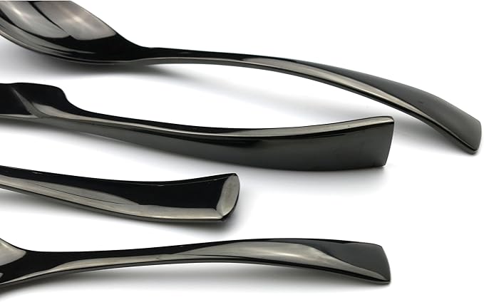 5-Piece 18/10 Stainless Steel Serrated Steak Knife Flatware Set, Mirror Polishing Black, Service for 1