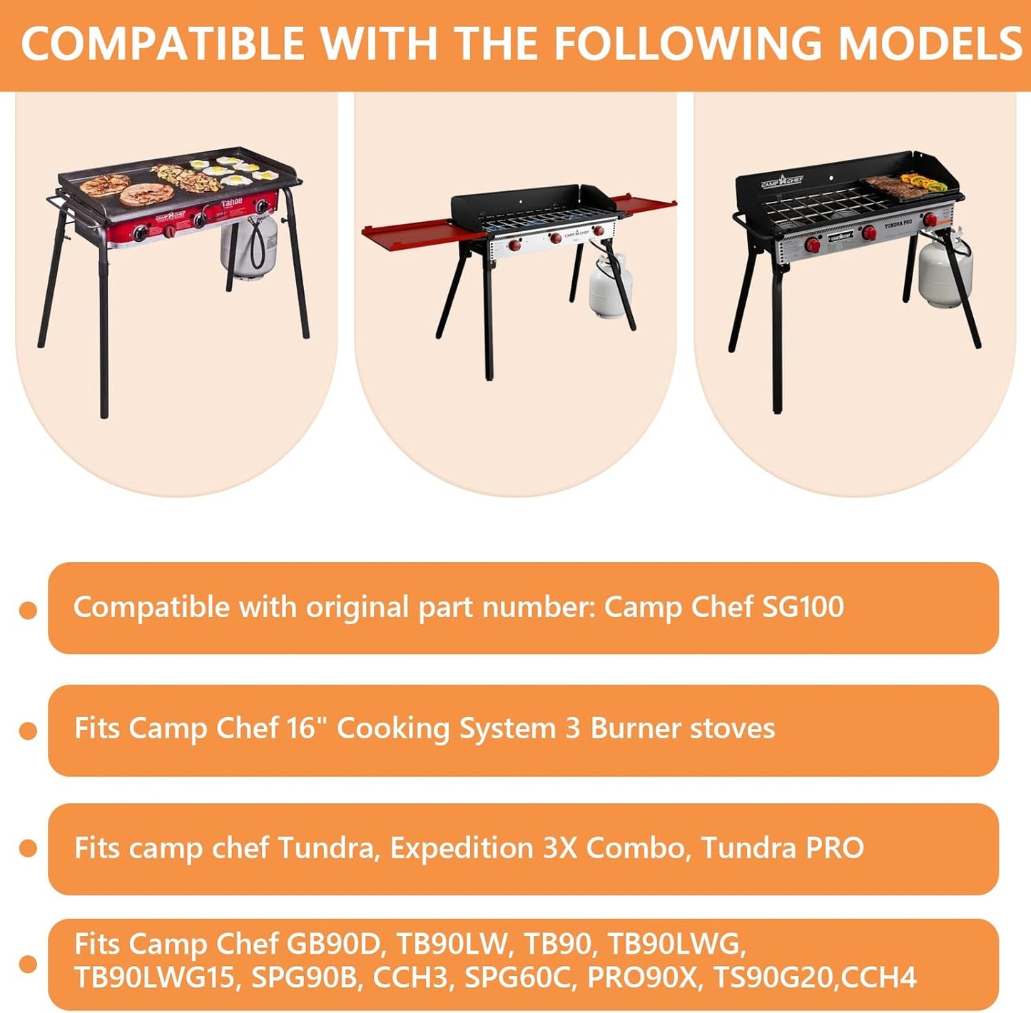 Flat Top Griddle for Camp Chef Accessories 3 Burner Stove SPG90B GB90D TB90 TB90LW TB90LWG TB90LWG15 CCH3 Camp Stove Griddle Top for Camp Chef Tundra 3 Burner 16" x 38"