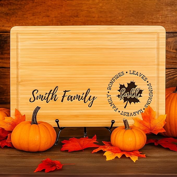 Personalized Cutting Board With Family Name, Custom Engraved Bamboo Charcuterie Board, Wedding Gifts For Couples, Christmas gift, Housewarming gift