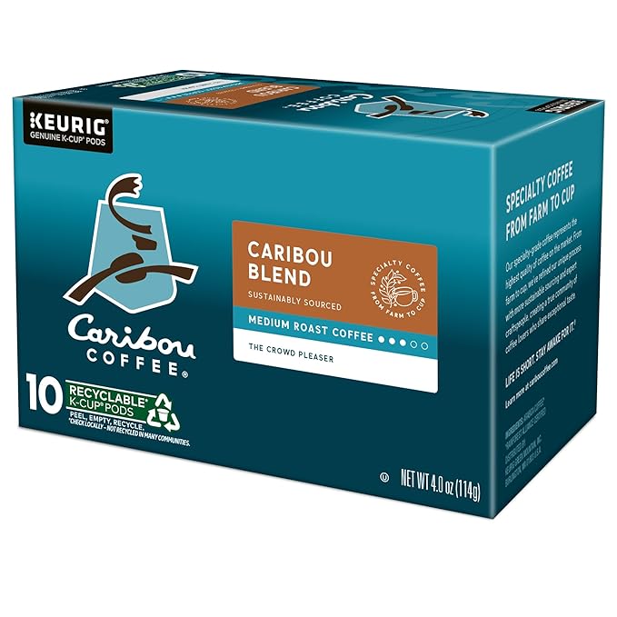 Caribou Coffee Caribou Blend Keurig Single-Serve K-Cup Pod, Medium Roast Coffee, 60 Count (6 Packs of 10)
