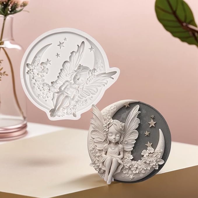 (Four-piece set) Moon angel, wing girl angel, DIY silicone mold, cake chocolate mold wedding cake decoration