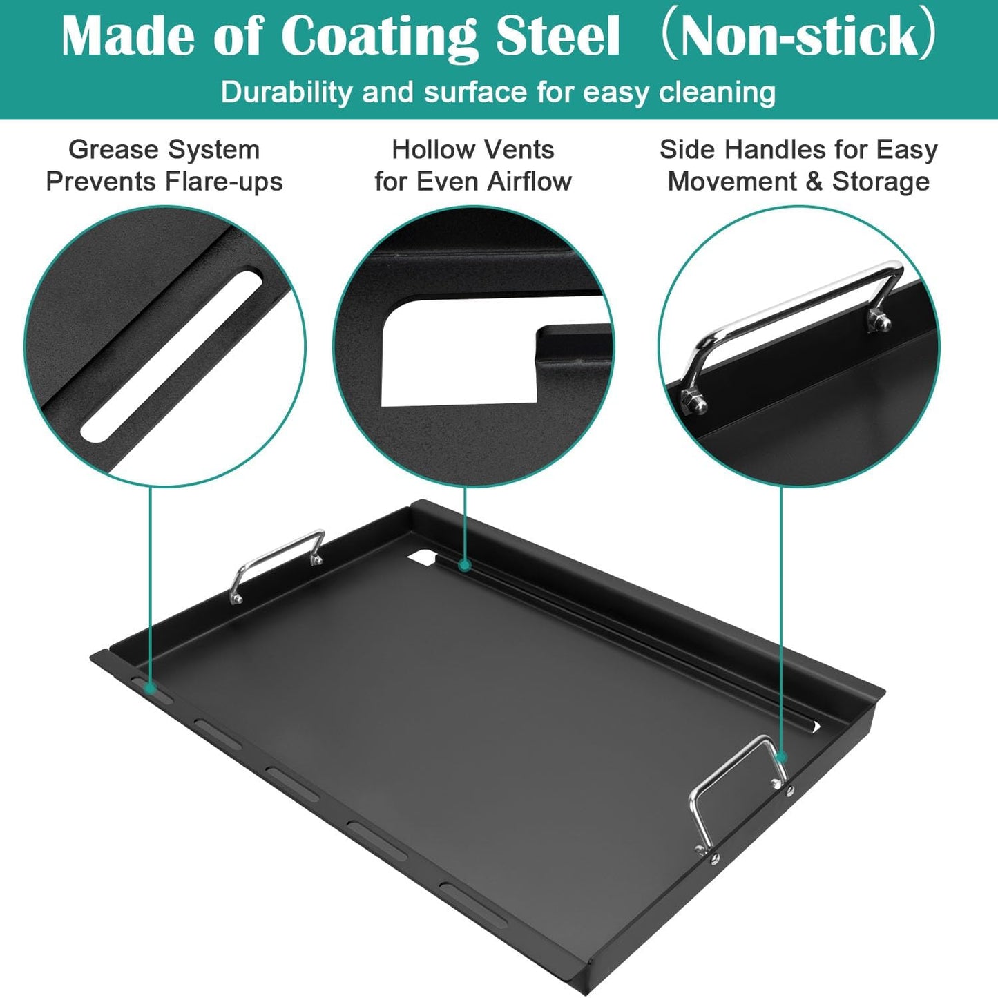 Full-Size Griddle Inserts for Weber Genesis 300 Gas Grill, Griddle for Weber Genesis 300 Series E-310 E-320 E-330 S-310 S-320 S-330 EP-310 EP-320 EP-330 CEP-310 CEP-330, Replace for 7524 Grate