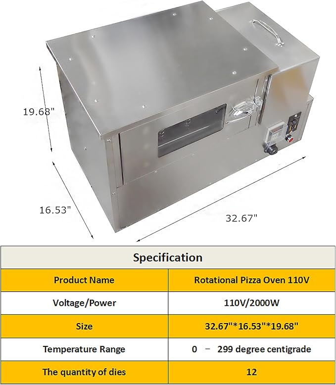 Stainless Steel Pizza Cone Oven with 12pcs Removable Bases Electric Rotational Countertop Pizza Oven 110V 2000W for Usage with Pizza Cone Making Machine