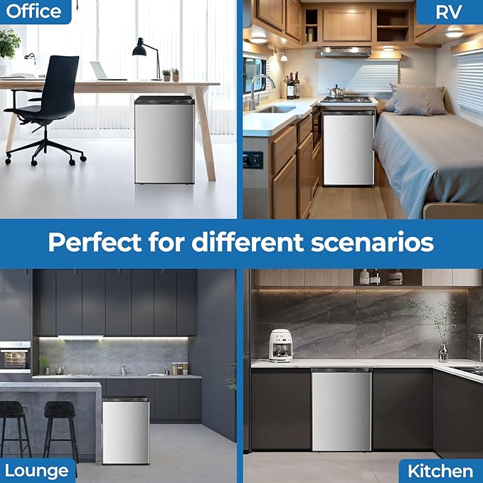 2.56 Cu.ft Compact Refrigerator with Reversible Single Door, Silver