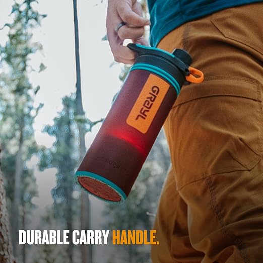 GRAYL GeoPress 24 oz Water Purifier Bottle - Filter for Hiking, Camping, Survival, Travel (Wanderer Red)