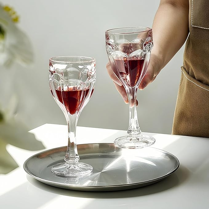 KAMMAK Wine Glasses Set of 2, 4.6 oz Hand Blown Crystal Bordeaux Wine Glasses, Thin Rim & Long Stem, Perfect for Red & White, Daily Use, Wedding Anniversary or Birthday Gift with Gift Box, Safari