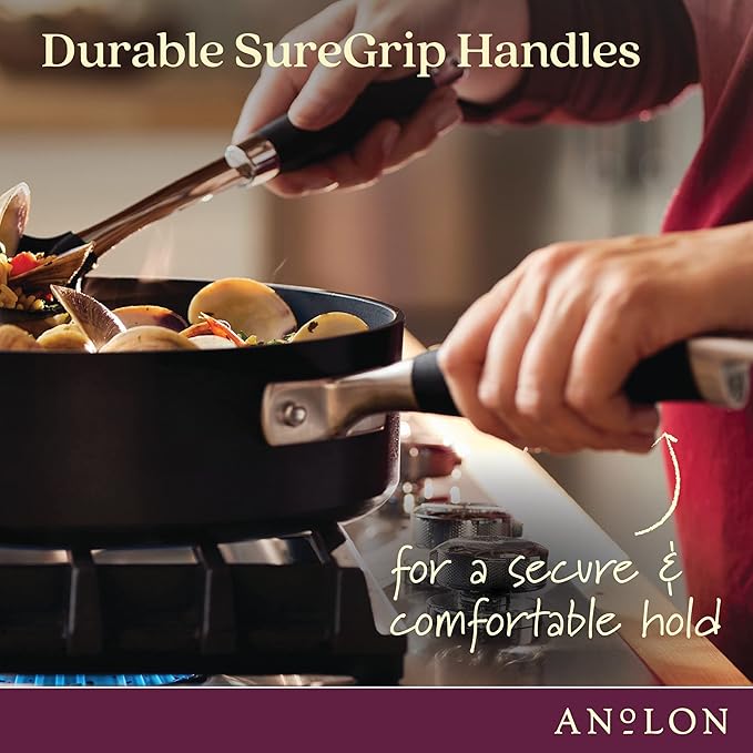 Anolon Advanced Home Hard-Anodized Nonstick Wide Stock Pot/Stockpot (7.5-Quart, Onyx)