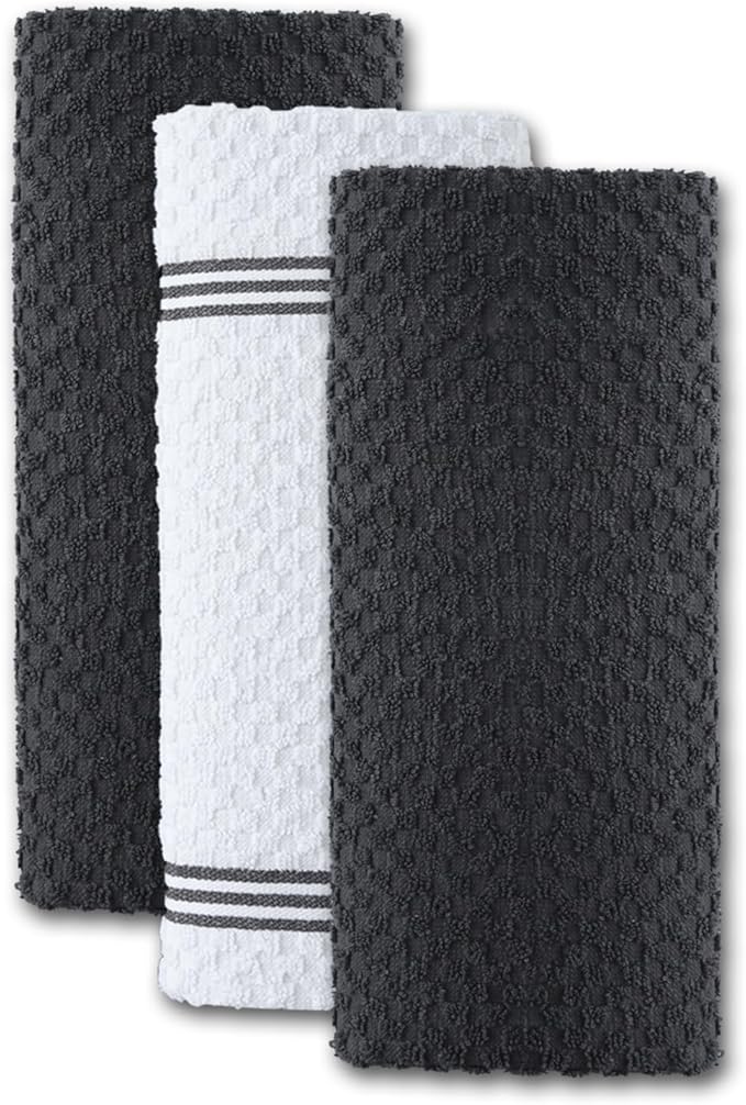 Infinitee Xclusives Premium Kitchen Towels - [Pack of 12] 100% Cotton Kitchen Hand Towels (15 x 25 Inches) - Dish Towels for Kitchen |Grey|