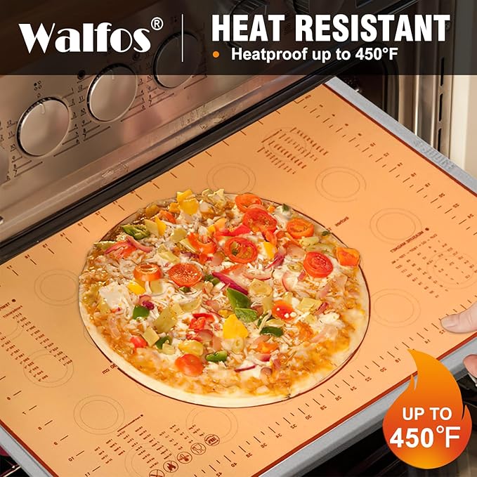 Walfos Marble Rolling Pin Set With Non Stick Silicone Pastry Mat, 16.5 Inch Dough Rolling Pins For Making Pizza, Tortillas And Cookies, Backing Rolling Pin For Pie Crust, Pizza, Pasta (Gray & White)