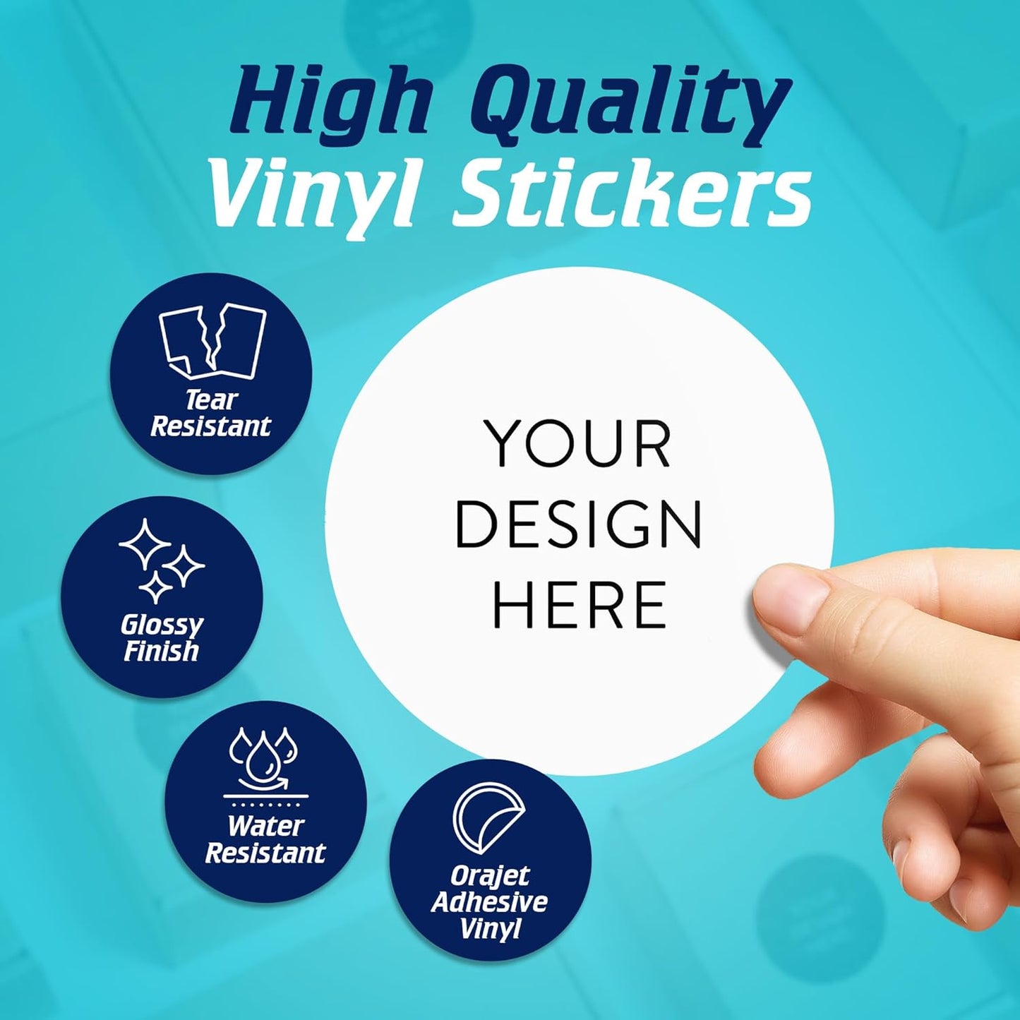 100 Custom Vinyl Stickers - Upload Your own Image, Text, Design, Logo - Personalized Logo Labels for Handmade, Packaging, Bottle, Jars, Candle, Brand Stickers (White, 4x4)
