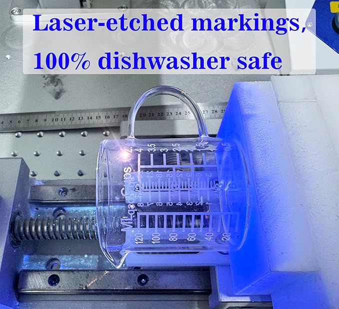 Ackers Etching Scale Measuring Glass -[Insulated handle | V-Shaped Spout]-Made of High Borosilicate Glass Measuring for Kitchen or Restaurant, Easy to Read, 120 ML (4 Oz)