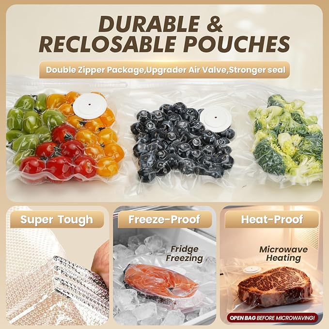 Vacuum Sealer Machine for Food Storage: Compact Food Sealer Saver 5X Fresh Longer, Handheld Detachable Water Tank, 10 PCS Vacuum Seal Bags for Kitchen Fridge Travel Seal Meal Mothers Day Gift For Wife