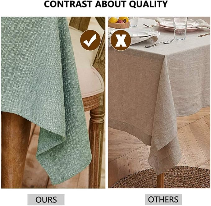 Table Cloth Rectangle Table Cover 55x95 Inches Faux Linen Wrinkle Free and Waterproof Celadon Green Rectangle Tablecloth for Kitchen Dining Party Buffet Wedding