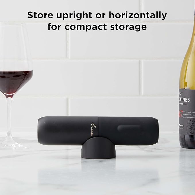 Rabbit Compact Electric Corkscrew Wine Bottle Opener, Black, 10.75 Inch
