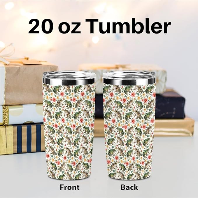 Cute Frog Tumbler, Frog Stuff Merch 20 oz Stainless Steel Coffee Mug，Travel Cup，Insulated Cup with Lid for Car, Funny Birthday Gifts for Women Boy Girls Animal Lovers Accessories Christmas