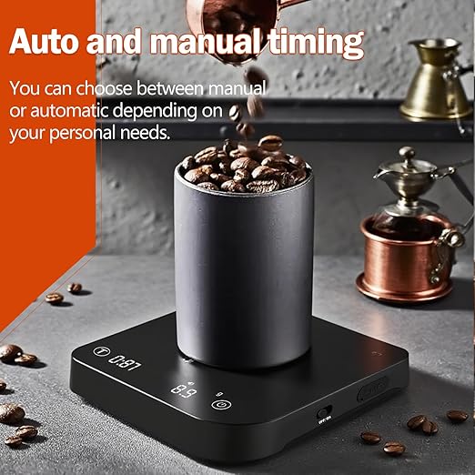 Mini Coffee Scale with Timer Automatic, 0.1g/2000g Rechargeable Precision Espresso Scale