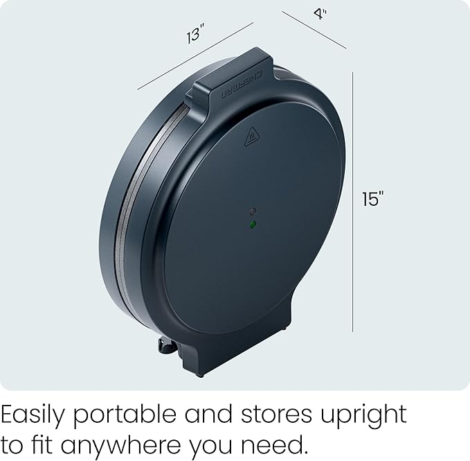 Chefman Everything Maker & Pizza Oven – 1440W Countertop Electric Pizza Maker with 12” Nonstick Cooking Plates, Plus Makes Quesadillas, Omelettes and More, with Indicator Lights and Vertical Storage