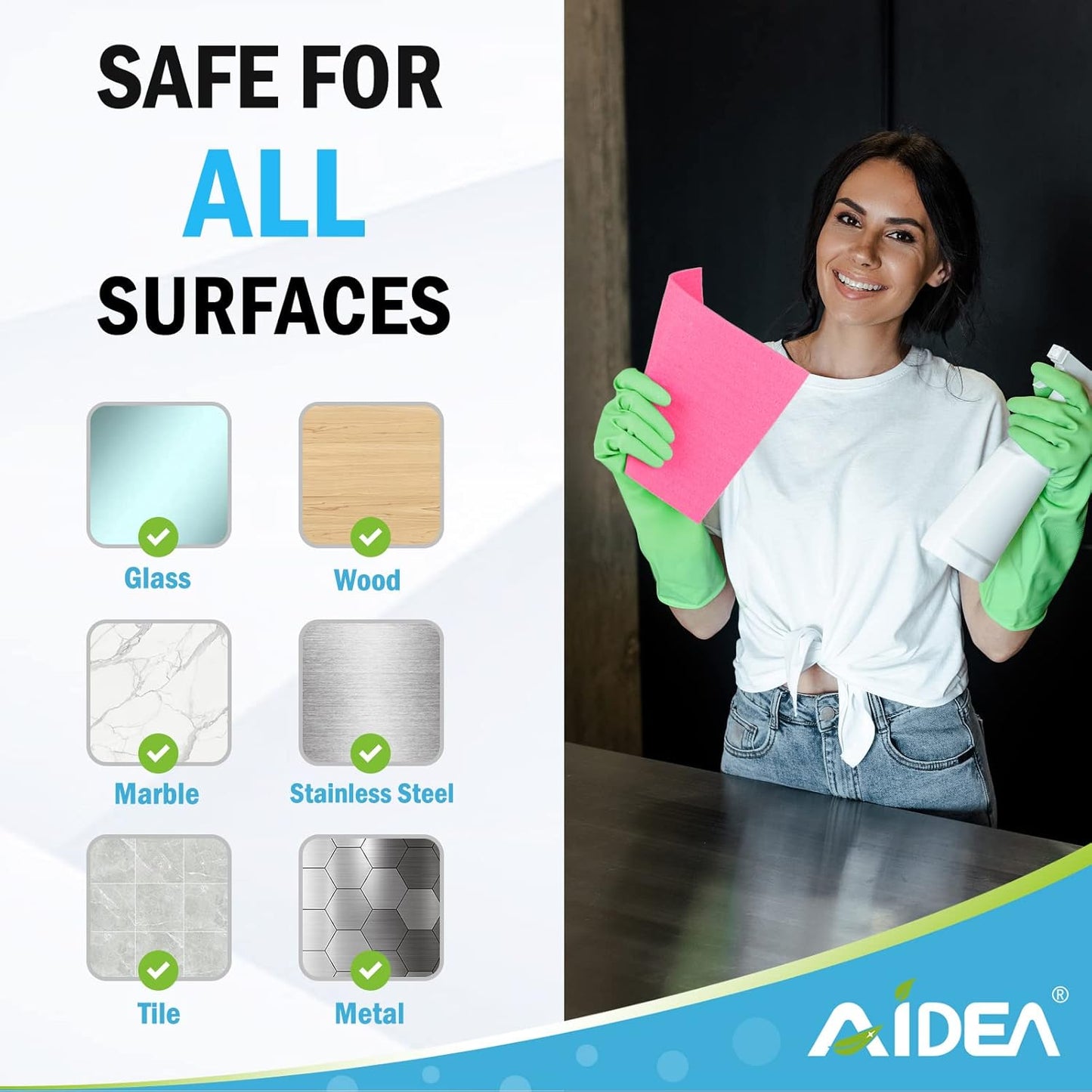 AIDEA Swedish Dishcloths for Kitchen, 20PK, Reusable Paper Towels, Kitchen Washcloths Dish Rags, Eco Friendly No Odor Reusable Cleaning Cloths, Cellulose Sponge Cloths, 7"×6"