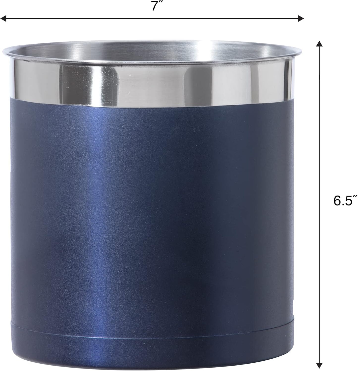 Oggi Stainless Steel Jumbo Utensil Holder - 7" Utensil Caddy, Weighted Base for Stability - Extra Large Utensil Crock and Countertop Utensil Organizer, Blue