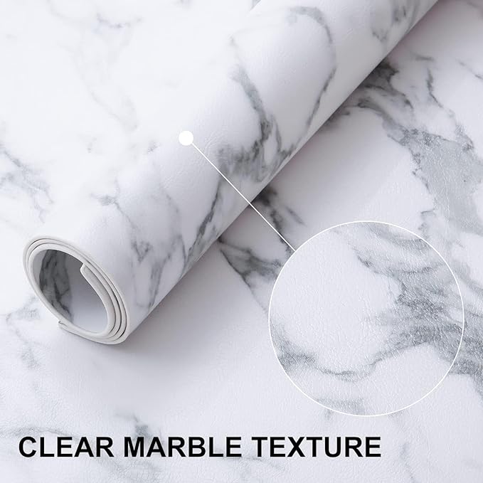 homing Faux Leather Heat Resistant Placemats 8 Packs, Waterproof Wipeable Dining PU Place Mats for Indoor & Outdoor, Easy to Clean, Marble