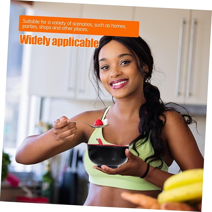 Practical Melamine Ramen Bowls with Dual-color Spoons Black and Red Sturdy Asian Soup Bowls for Rice Noodles Salad Easy to Clean for Family Meals and