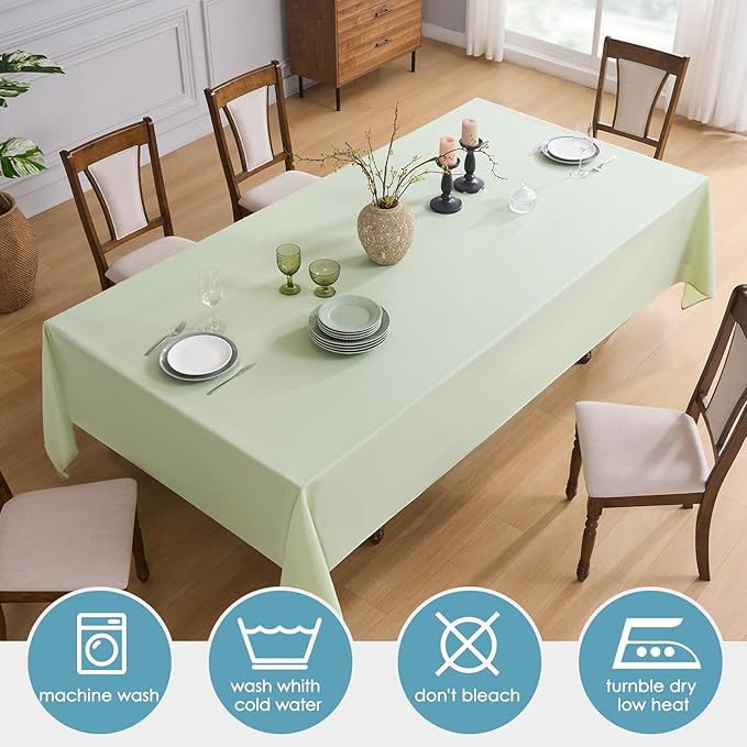 VidaFete Tablecloth 2 Pack 90*132inch Rectangle Table Cloth Polyester, Stain Wrinkle Resistant Polyester Dining Table Cover for Kitchen Dinning Party Wedding Rectangular Buffet Decoration(Sagegreen)