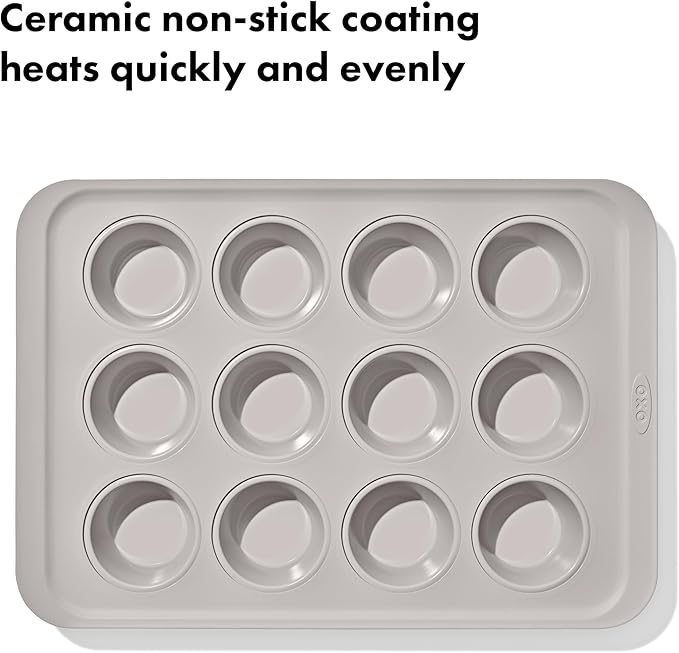 OXO Good Grips Non-Stick Pro Ceramic Coated Metal Bakeware 12 Cup Muffin Pan – Biscuit