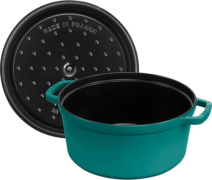 STAUB Cast Iron 7-qt Round Cocotte, Serves 7-8, Turquoise