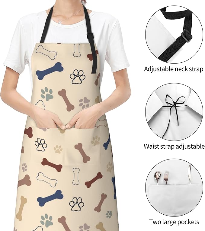 Funny Animal Apron with 2 Pockets Waterproof for Men Women Kitchen Garden Decor