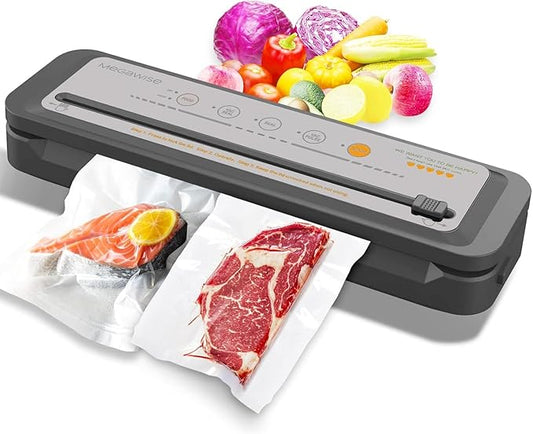 MEGAWISE 202309 Updated Model B w/ 4 Food Type/3 Bag Type Selection Food Vacuum Sealer Builtin Cutter for Fresh Saver of all food types moist, dry cold